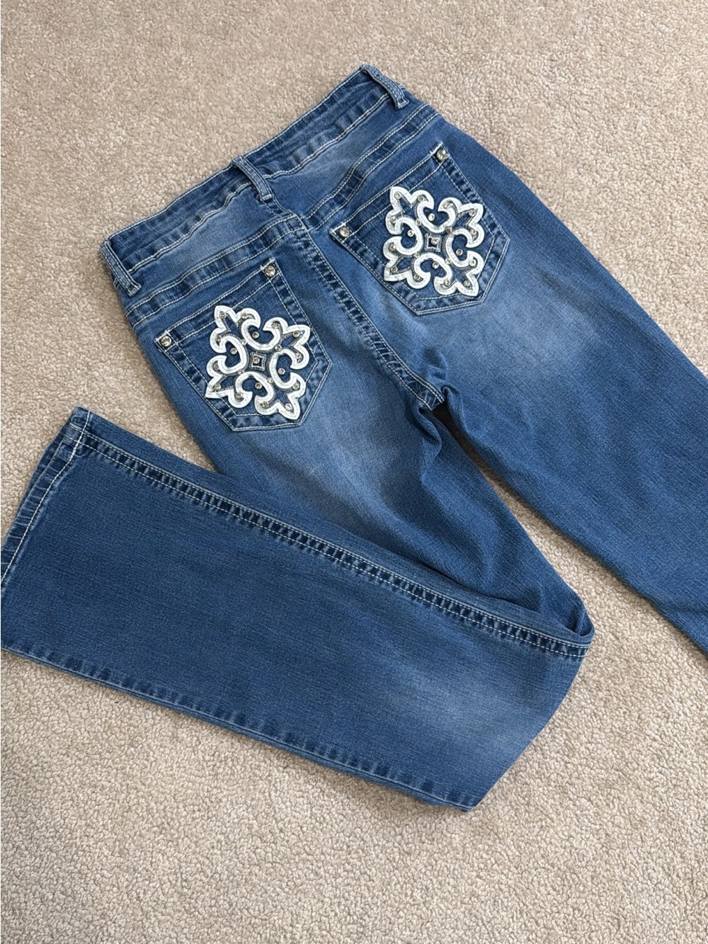 Y2K bling Rhinstone Pocket Blue Women's Jeans